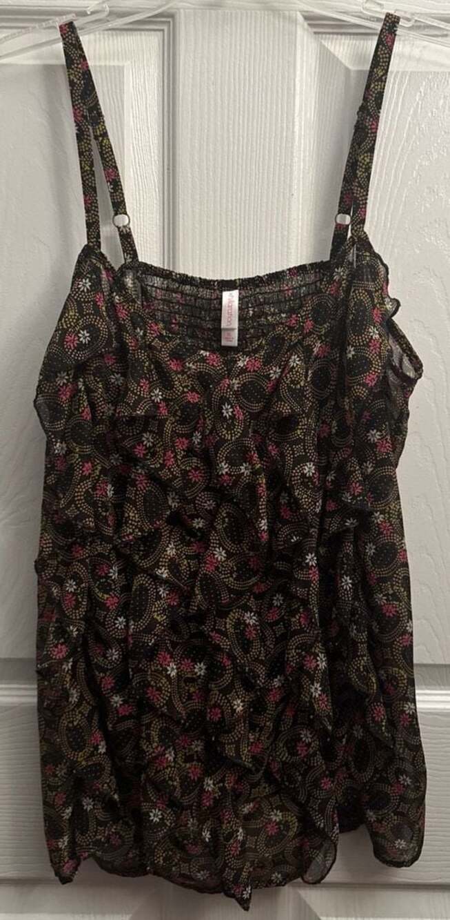 Xhilaration Floral Ruffle Tiered Camisole Tank Top Size XL
